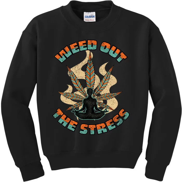 Retro Vintage Style 420 Weed Out The Stress Marijuana Stoner Kids Sweatshirt