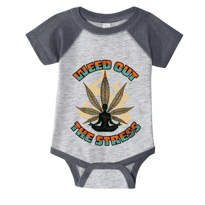 Retro Vintage Style 420 Weed Out The Stress Marijuana Stoner Infant Baby Jersey Bodysuit