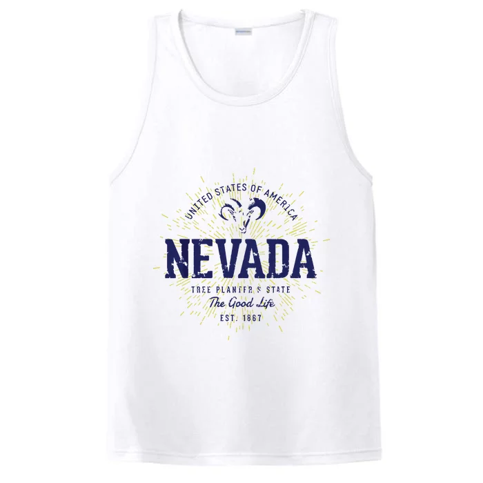 Retro Vintage State Of Nevada Performance Tank