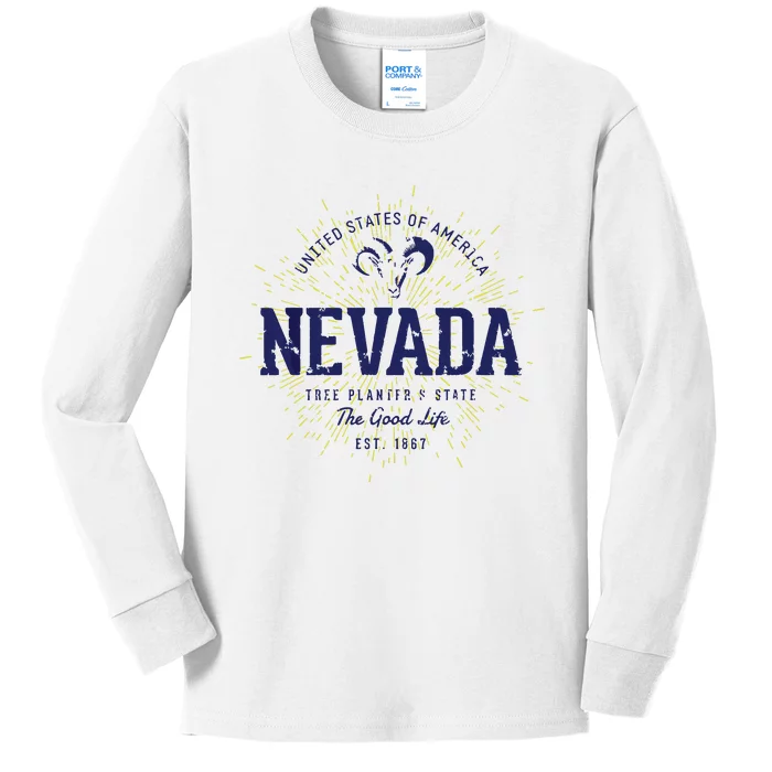 Retro Vintage State Of Nevada Kids Long Sleeve Shirt