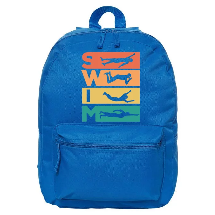 Retro Vintage Swimming Gift For Swimmers Cool Gift 16 in Basic Backpack