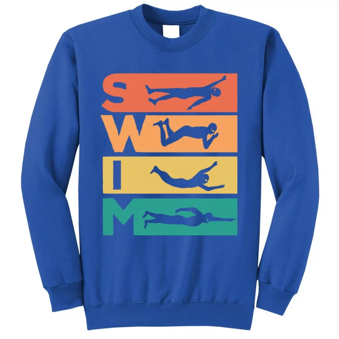 Retro Vintage Swimming Gift For Swimmers Cool Gift Tall Sweatshirt