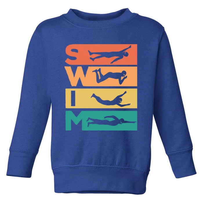 Retro Vintage Swimming Gift For Swimmers Cool Gift Toddler Sweatshirt