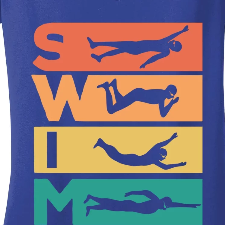 Retro Vintage Swimming Gift For Swimmers Cool Gift Women's V-Neck T-Shirt