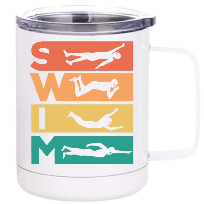 Retro Vintage Swimming Gift For Swimmers Cool Gift Front & Back 12oz Stainless Steel Tumbler Cup