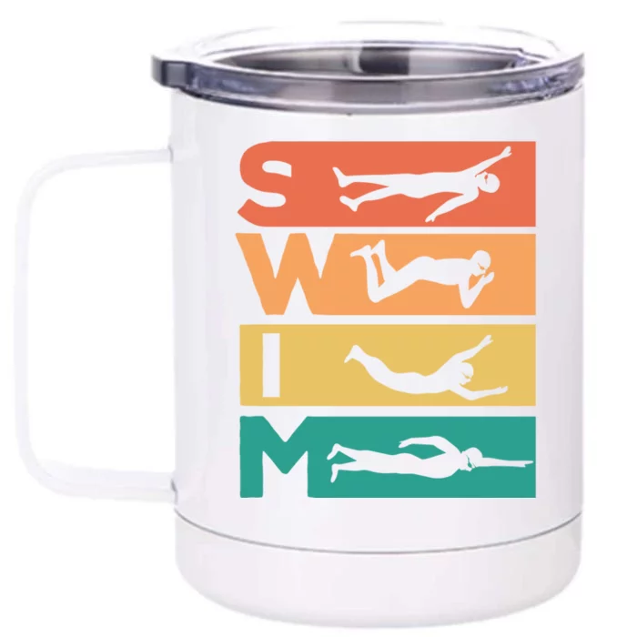 Retro Vintage Swimming Gift For Swimmers Cool Gift Front & Back 12oz Stainless Steel Tumbler Cup