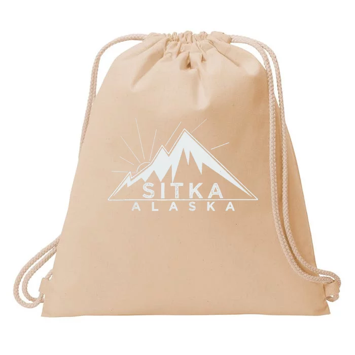 Retro Vintage Sitka Alaska Distressed Drawstring Bag