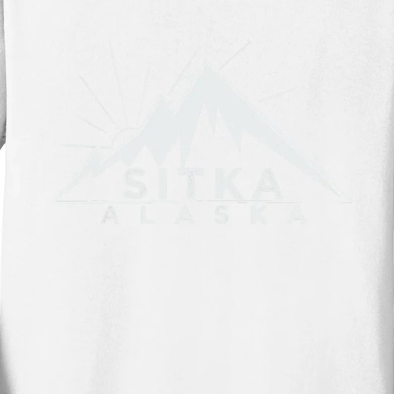 Retro Vintage Sitka Alaska Distressed Kids Long Sleeve Shirt