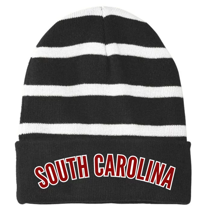 Retro Vintage South Carolina State South Carolina Striped Beanie with Solid Band