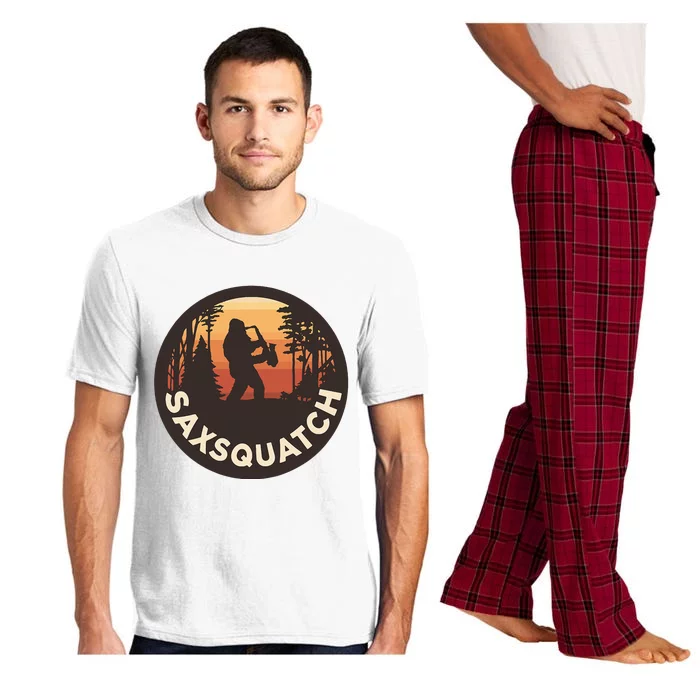 Retro Vintage Saxsquatch Yeti Bigfoot Playing Saxophone Pajama Set