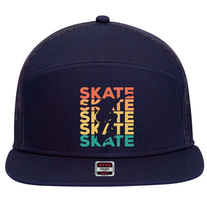 Retro Vintage Skating Gift For Skaters Gift 7 Panel Mesh Trucker Snapback Hat