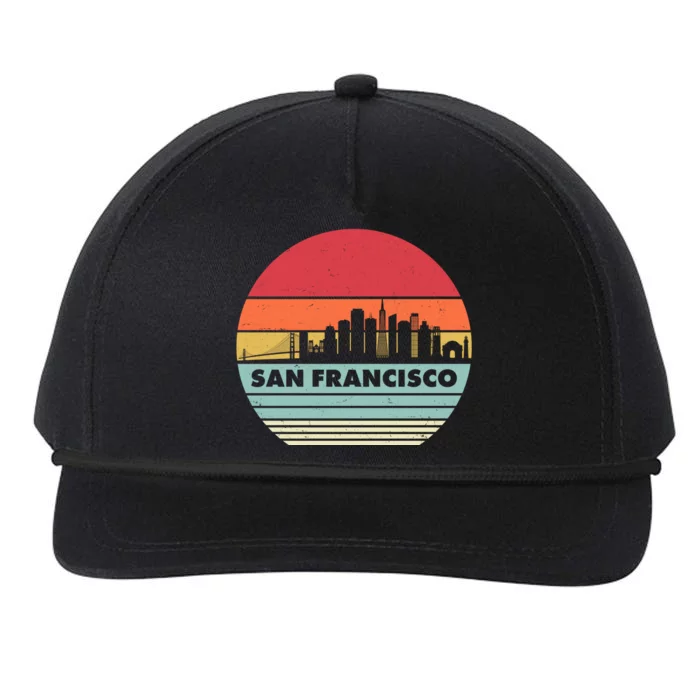 Retro Vintage San Francisco Skyline Emblem Snapback Five-Panel Rope Hat