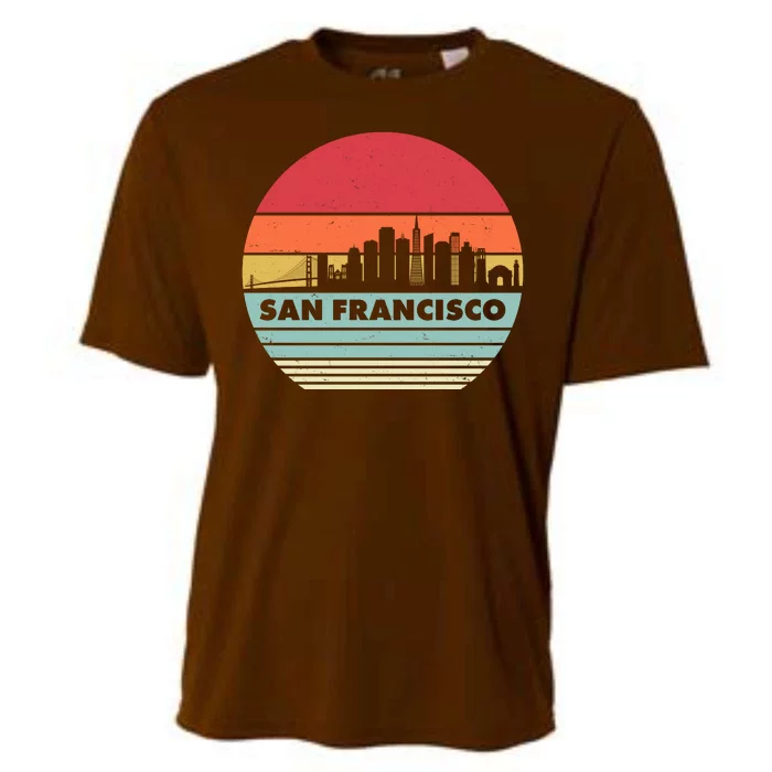 Retro Vintage San Francisco Skyline Emblem Cooling Performance Crew T-Shirt