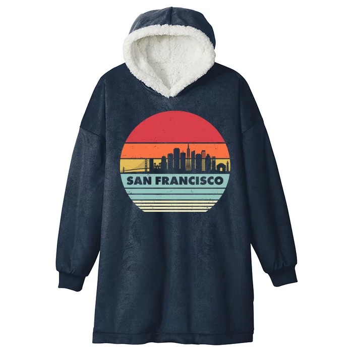 Retro Vintage San Francisco Skyline Emblem Hooded Wearable Blanket