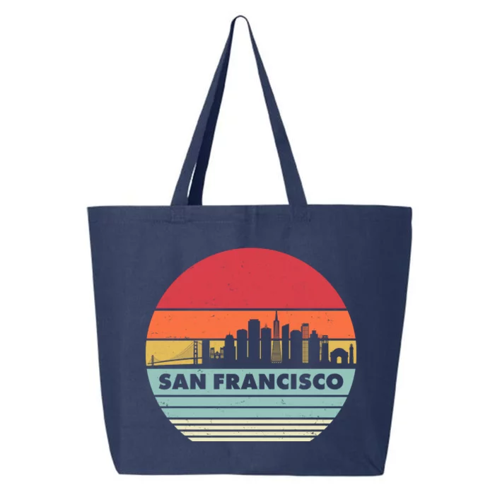 Retro Vintage San Francisco Skyline Emblem 25L Jumbo Tote