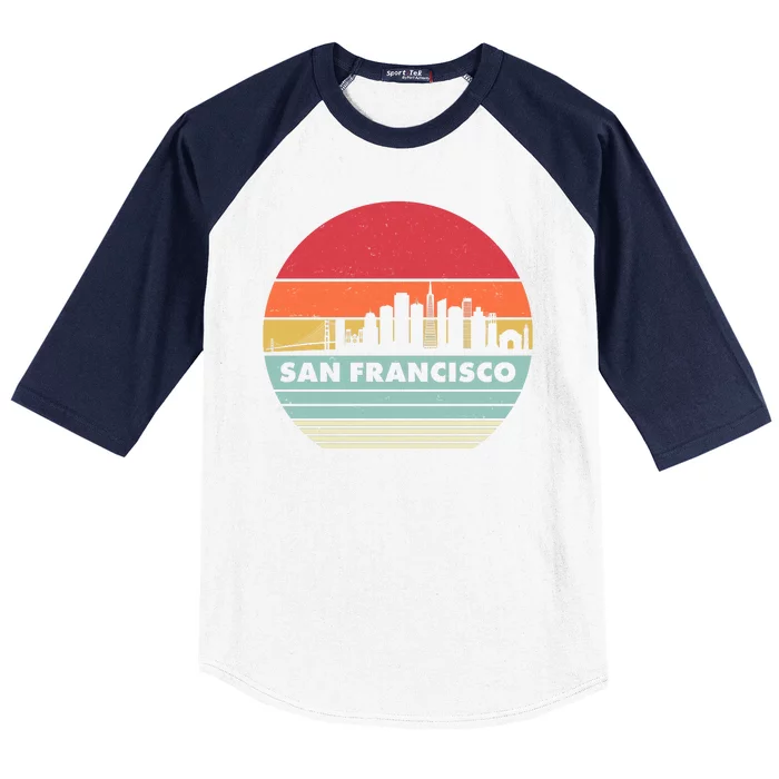 Retro Vintage San Francisco Skyline Emblem Baseball Sleeve Shirt