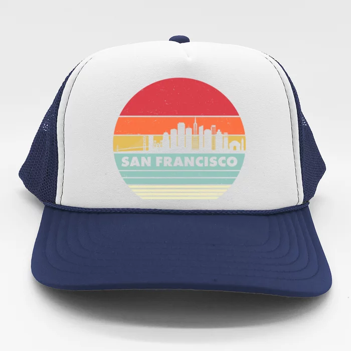 Retro Vintage San Francisco Skyline Emblem Trucker Hat