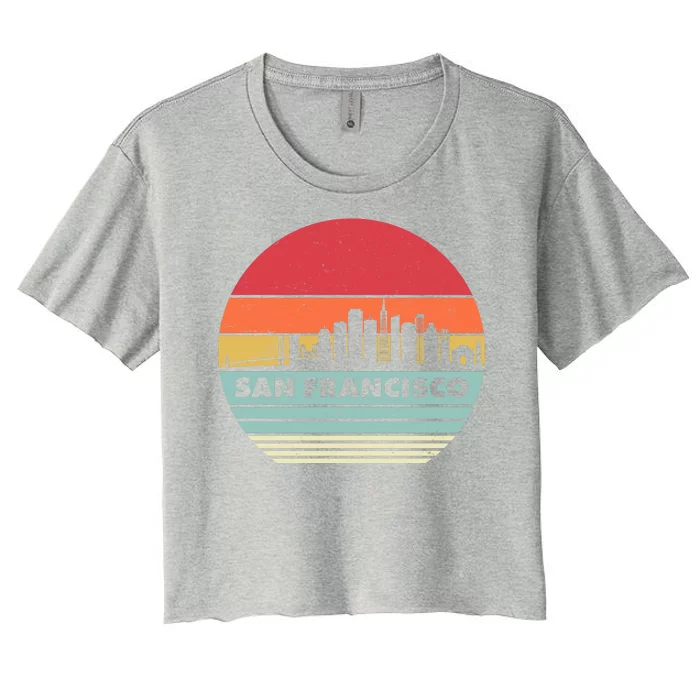 Retro Vintage San Francisco Skyline Emblem Women's Crop Top Tee