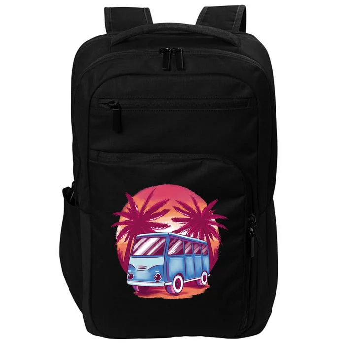 Retro Van Sunset Beach Impact Tech Backpack