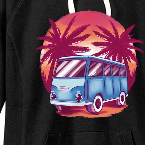 Retro Van Sunset Beach Women's Fleece Hoodie