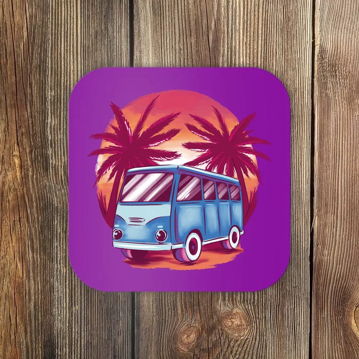 Retro Van Sunset Beach Coaster