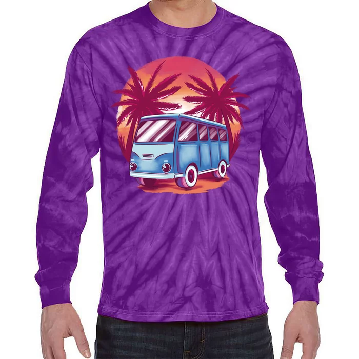 Retro Van Sunset Beach Tie-Dye Long Sleeve Shirt