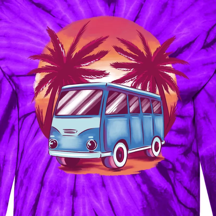 Retro Van Sunset Beach Tie-Dye Long Sleeve Shirt