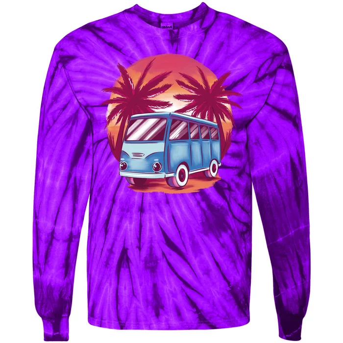 Retro Van Sunset Beach Tie-Dye Long Sleeve Shirt