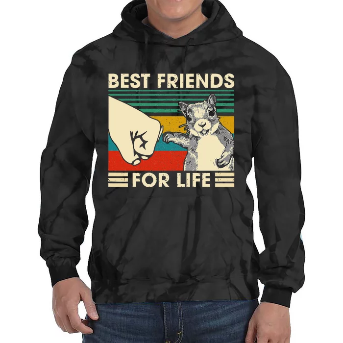 Retro Vintage Squirrel Best Friend For Life Fist Bump Tie Dye Hoodie