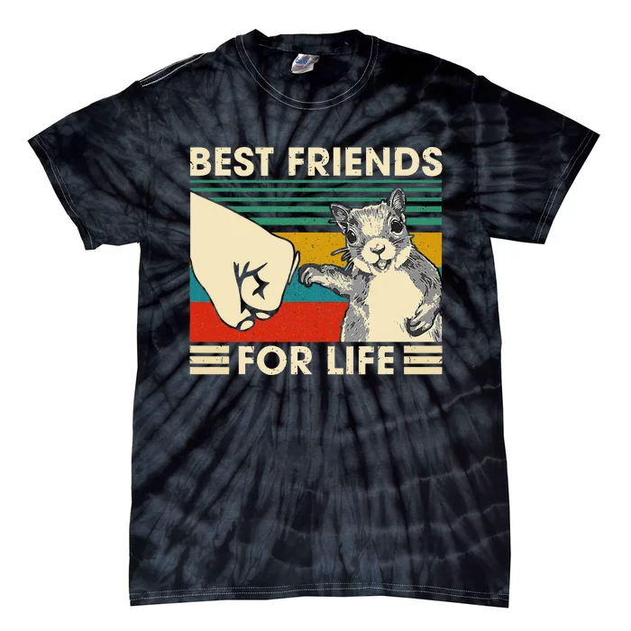 Retro Vintage Squirrel Best Friend For Life Fist Bump Tie-Dye T-Shirt