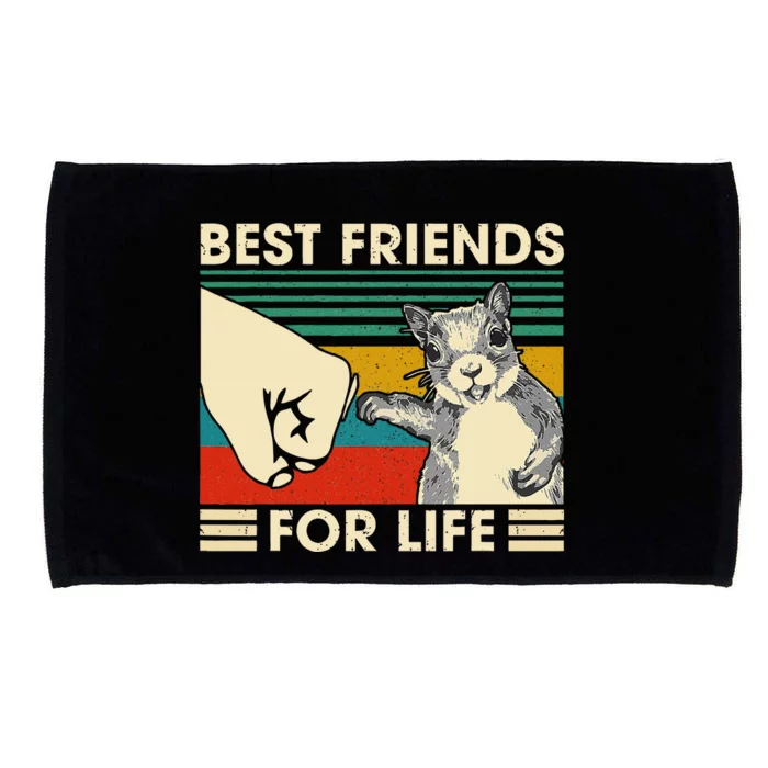 Retro Vintage Squirrel Best Friend For Life Fist Bump Microfiber Hand Towel