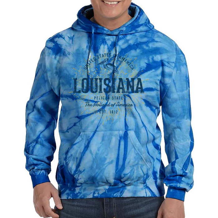 Retro Vintage State Of Louisiana Cool Gift Tie Dye Hoodie