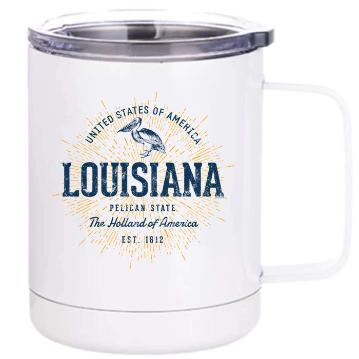 Retro Vintage State Of Louisiana Cool Gift Front & Back 12oz Stainless Steel Tumbler Cup