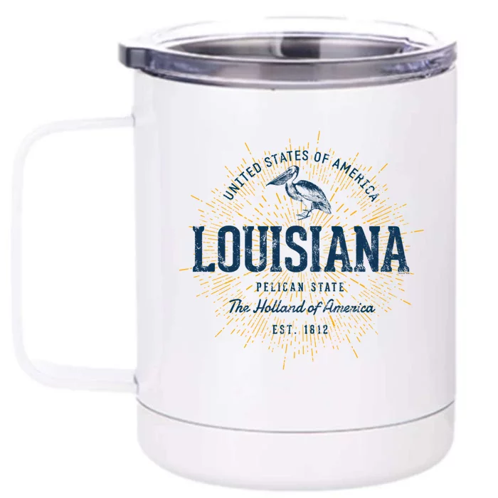 Retro Vintage State Of Louisiana Cool Gift Front & Back 12oz Stainless Steel Tumbler Cup