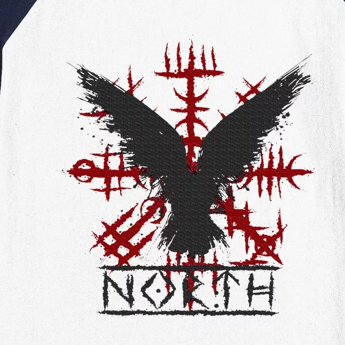 Retro Viking Symbol Nordic Raven Celtic Symbol North Baseball Sleeve Shirt