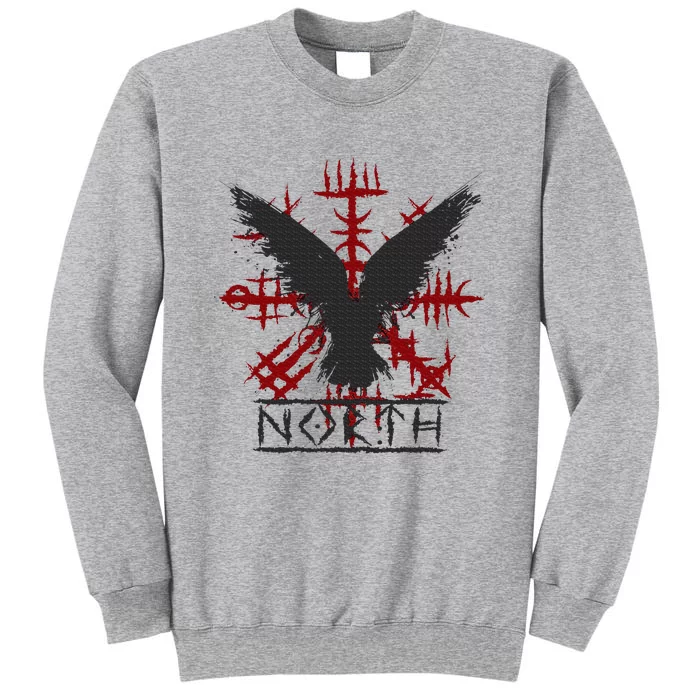 Retro Viking Symbol Nordic Raven Celtic Symbol North Tall Sweatshirt