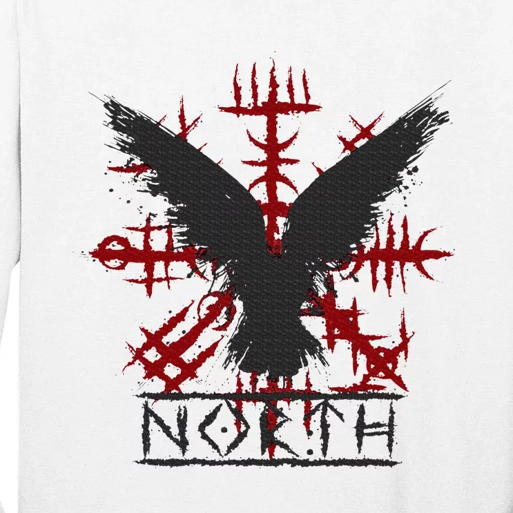 Retro Viking Symbol Nordic Raven Celtic Symbol North Tall Long Sleeve T-Shirt