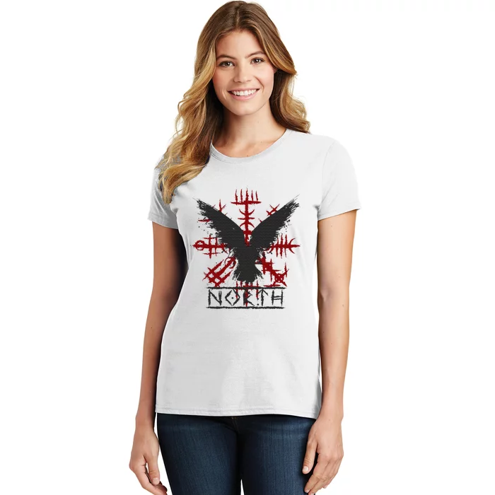 Retro Viking Symbol Nordic Raven Celtic Symbol North Women's T-Shirt