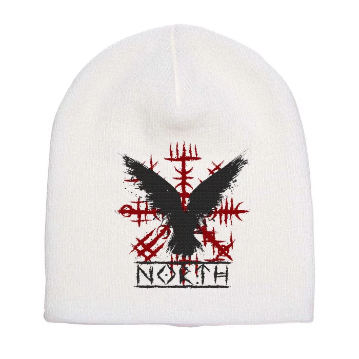 Retro Viking Symbol Nordic Raven Celtic Symbol North Short Acrylic Beanie