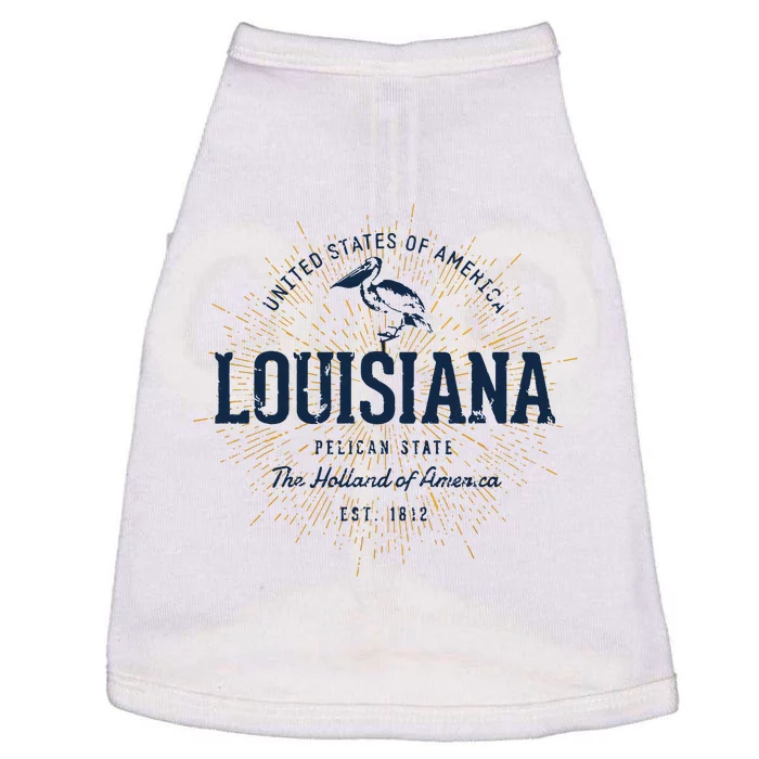 Retro Vintage State Of Louisiana Doggie Tank