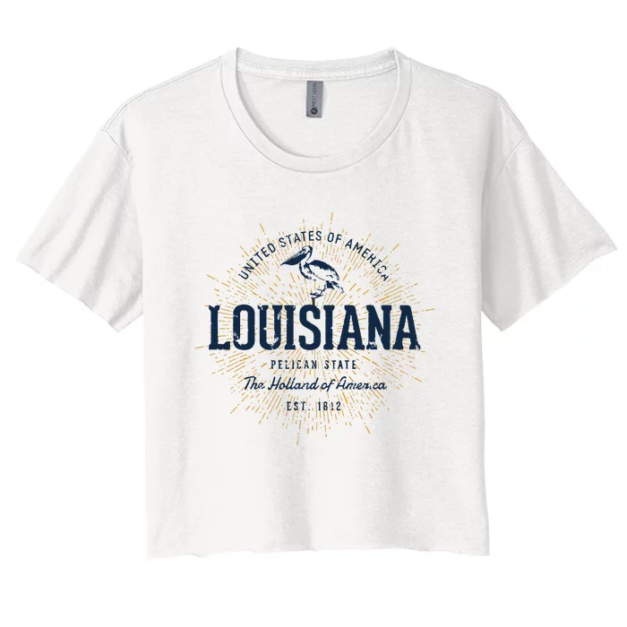 Retro Vintage State Of Louisiana Women's Crop Top Tee