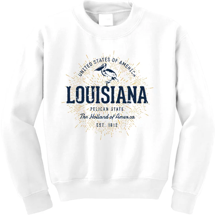 Retro Vintage State Of Louisiana Kids Sweatshirt