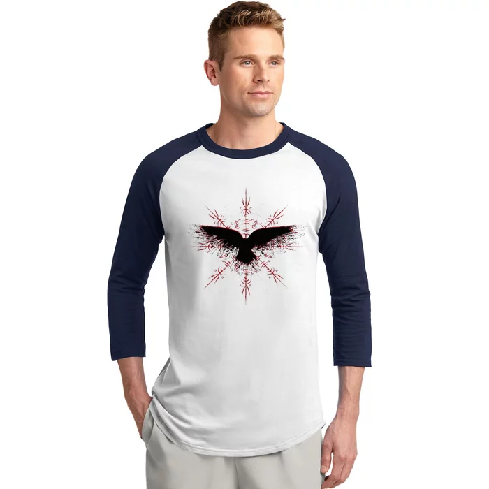 Retro Viking Symbol Nordic Raven Rune Celtic Symbol Baseball Sleeve Shirt