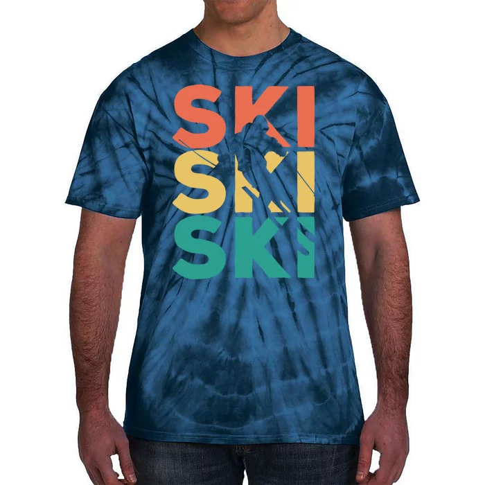 Retro Vintage Skiing Gift For Skiers Gift Tie-Dye T-Shirt