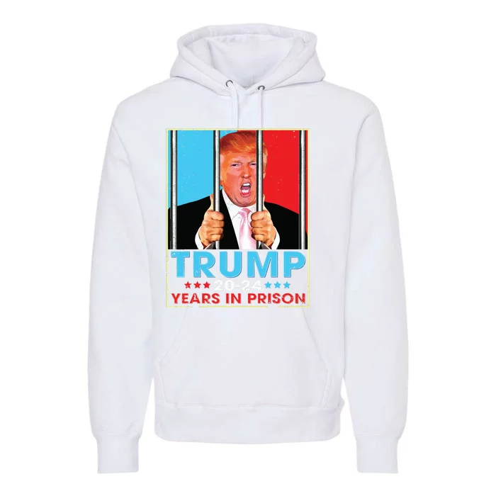 Retro Vintage Trump 2024 Years In Prison Funny Antitrump Premium Hoodie