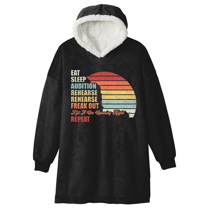 Retro Vintage Theater Geek Musical Life Eat Sleep Theatre Hooded Wearable Blanket