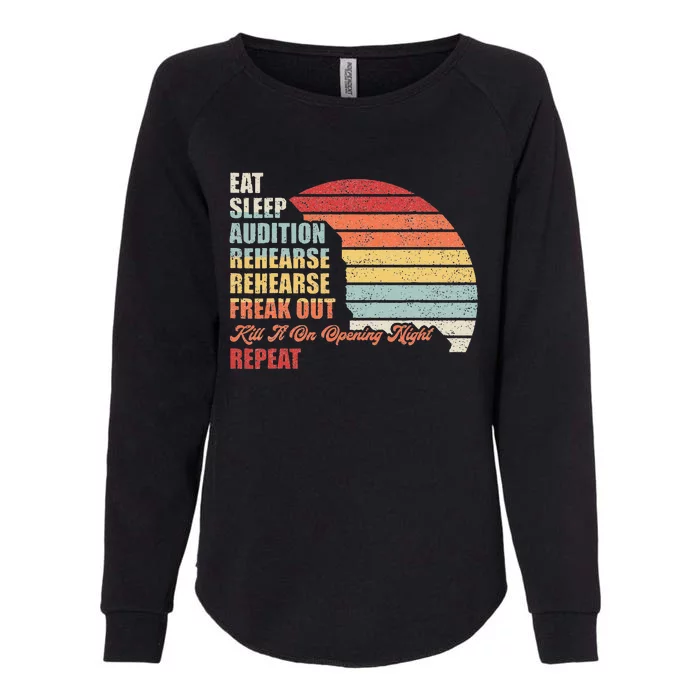 Retro Vintage Theater Geek Musical Life Eat Sleep Theatre Womens California Wash Sweatshirt