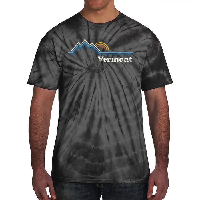 Retro Vermont T Vintage Sunrise Mountains Design Tie-Dye T-Shirt