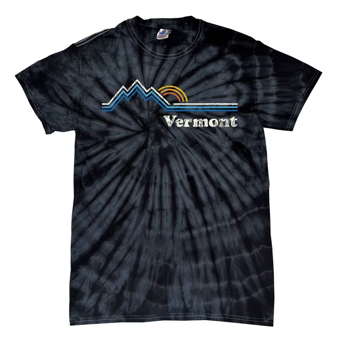 Retro Vermont T Vintage Sunrise Mountains Design Tie-Dye T-Shirt