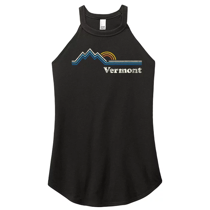 Retro Vermont T Vintage Sunrise Mountains Design Women’s Perfect Tri Rocker Tank